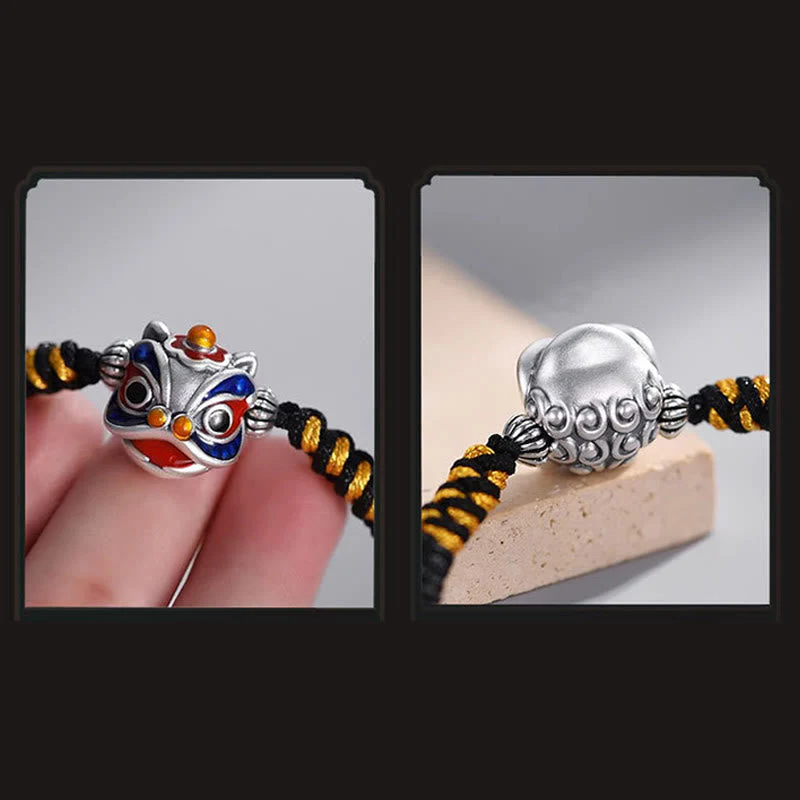 Handmade Dancing Lion Red String Bracelet for Protection - Image 4