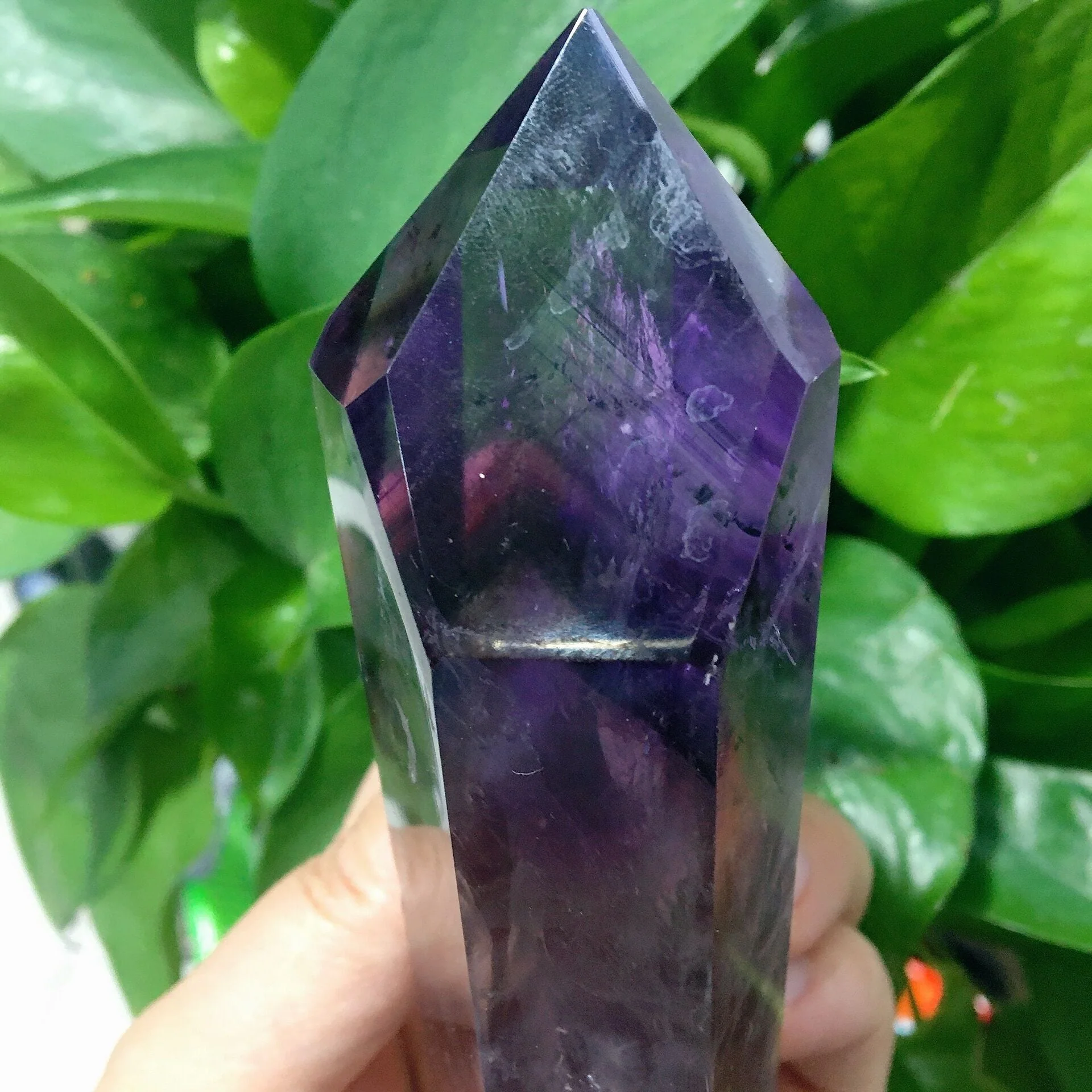 5.4 Inch Dark Purple Amethyst Half Polished Crystal Point for Healing - Image 3