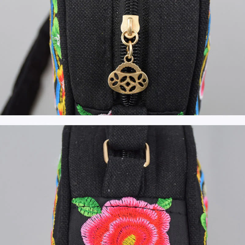Double-Sided Flower Embroidery Canvas Crossbody Bag | Spiritual Accessory - Image 15