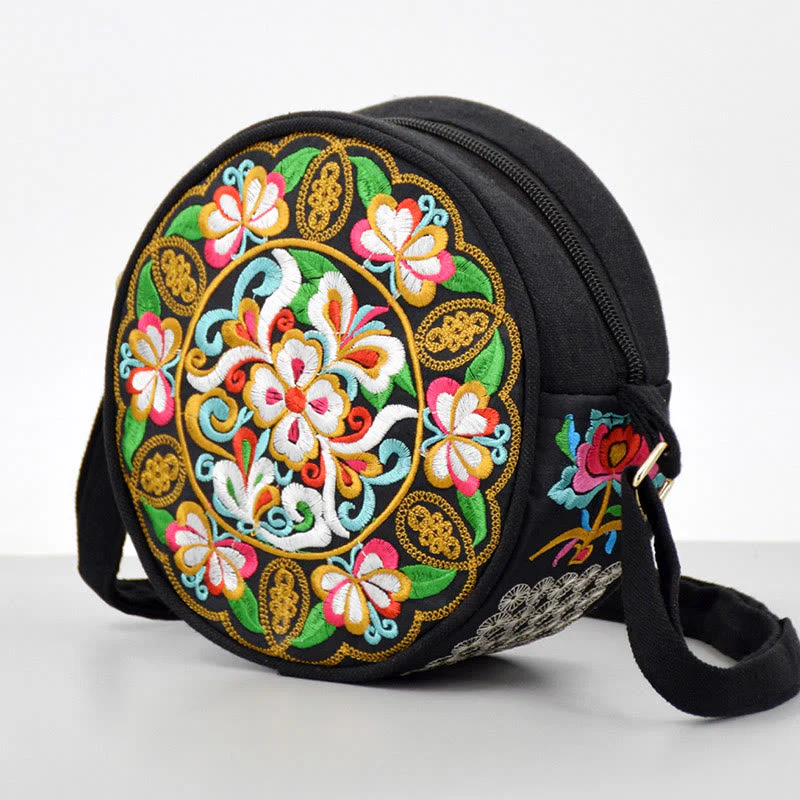 Double-Sided Flower Embroidery Canvas Crossbody Bag | Spiritual Accessory - Image 2