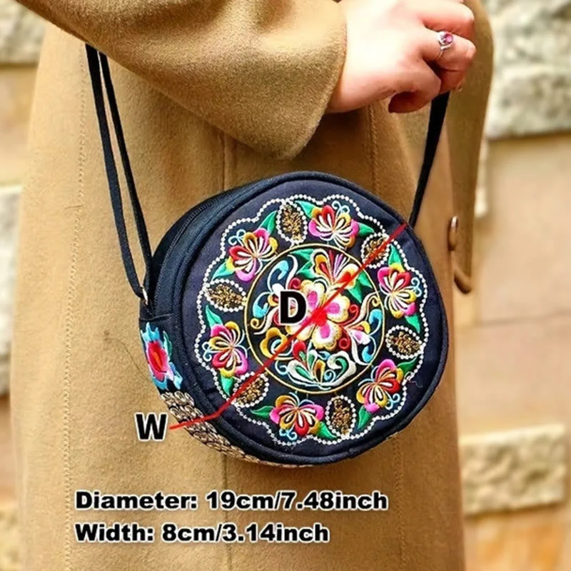 Double-Sided Flower Embroidery Canvas Crossbody Bag | Spiritual Accessory - Image 7