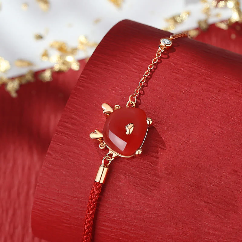 Dragon Jewelry | Hetian Jade & Red Agate Protection Bracelet - Image 3