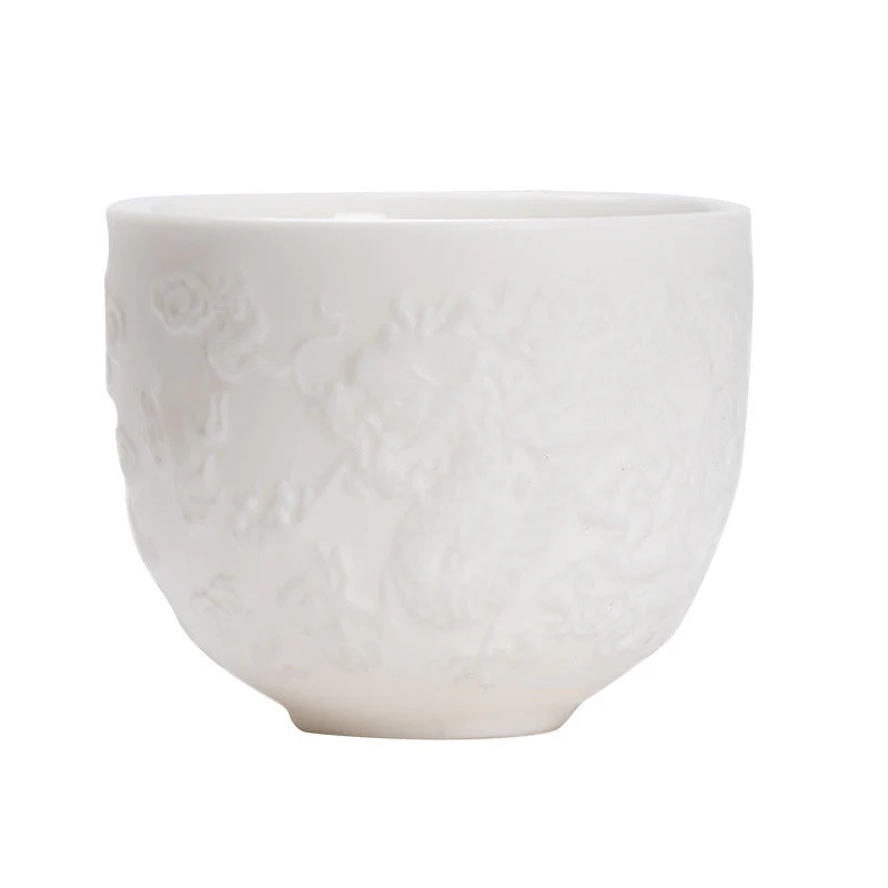 Dragon Phoenix White Porcelain Zen Decor Teacup 115ml - Image 13