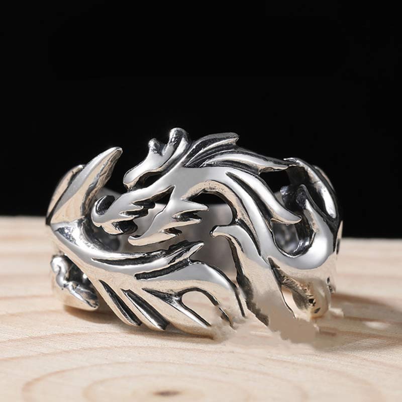 Unisex Dragon Pattern Protection Strength Adjustable Ring - Image 2