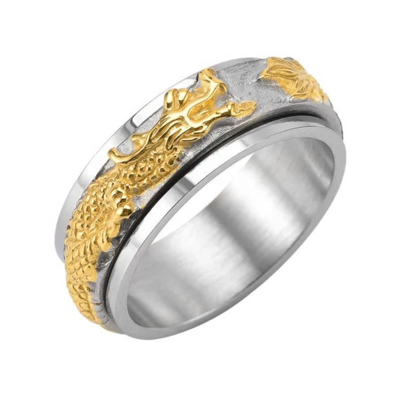 8mm Dragon Titanium Steel Stimulation Ring Unisex - Image 5