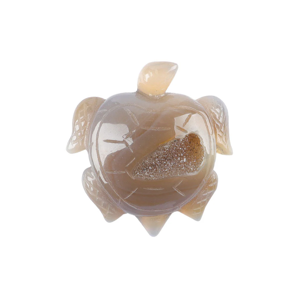 2-Inch Druzy Agate Crystal Turtle Carving Figurine - Image 2