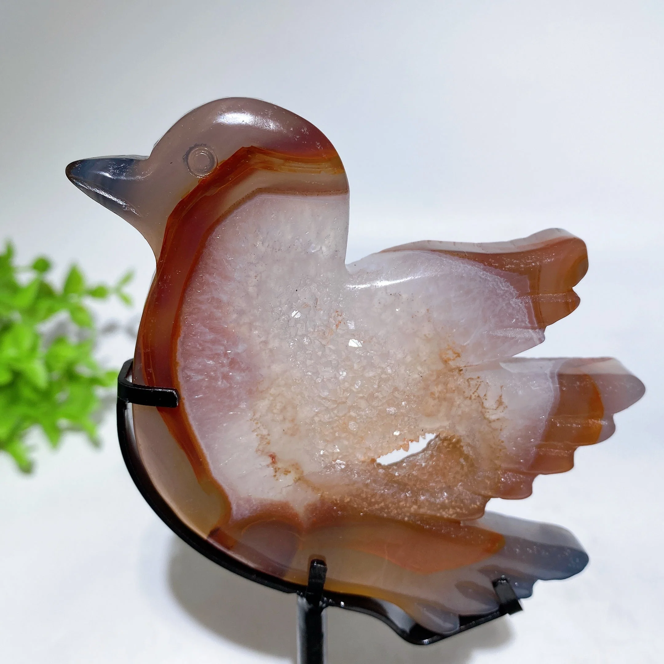 3.2-inch Druzy Agate Bird Figurine with Stand for Healing - Image 3