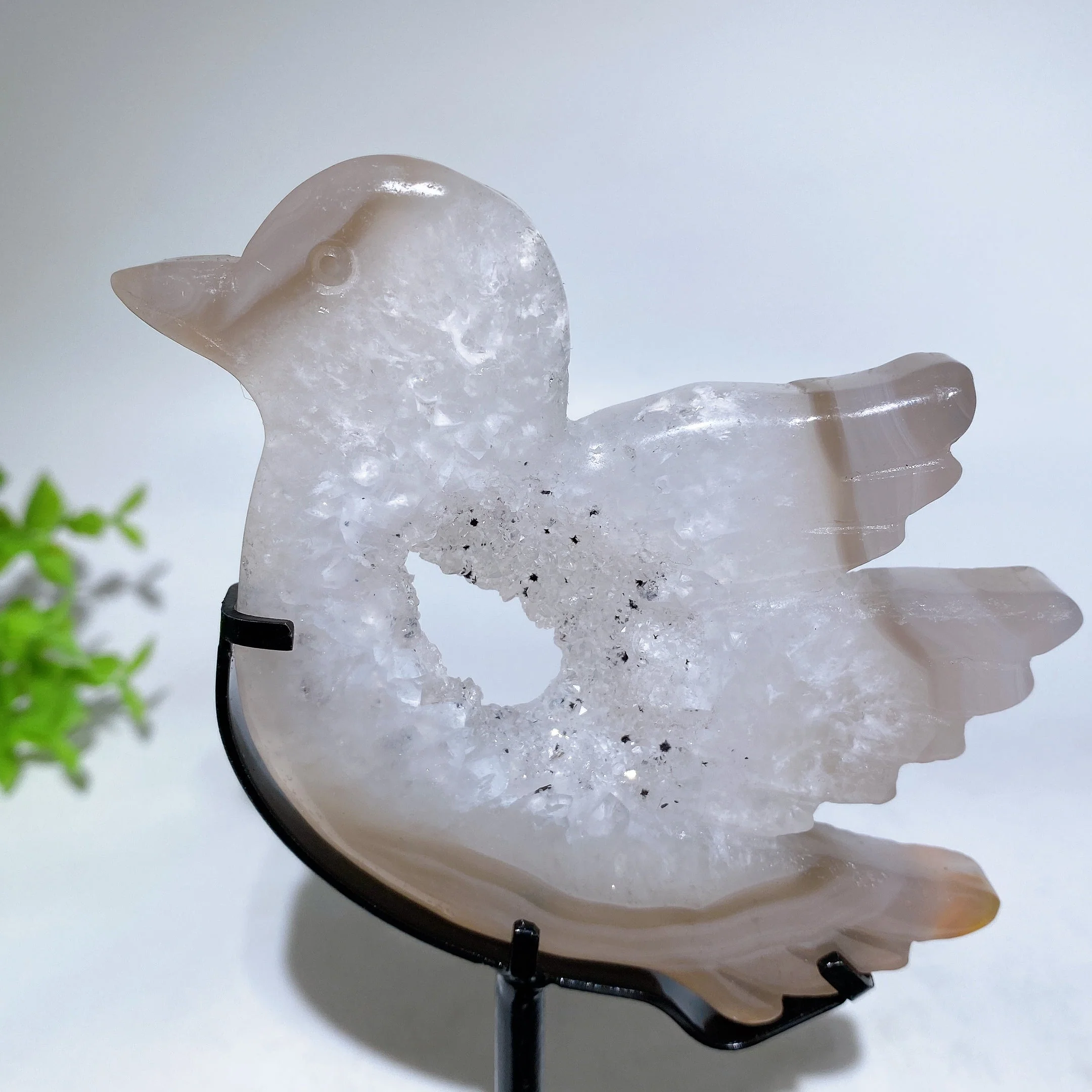 3.2-inch Druzy Agate Bird Figurine with Stand for Healing - Image 4