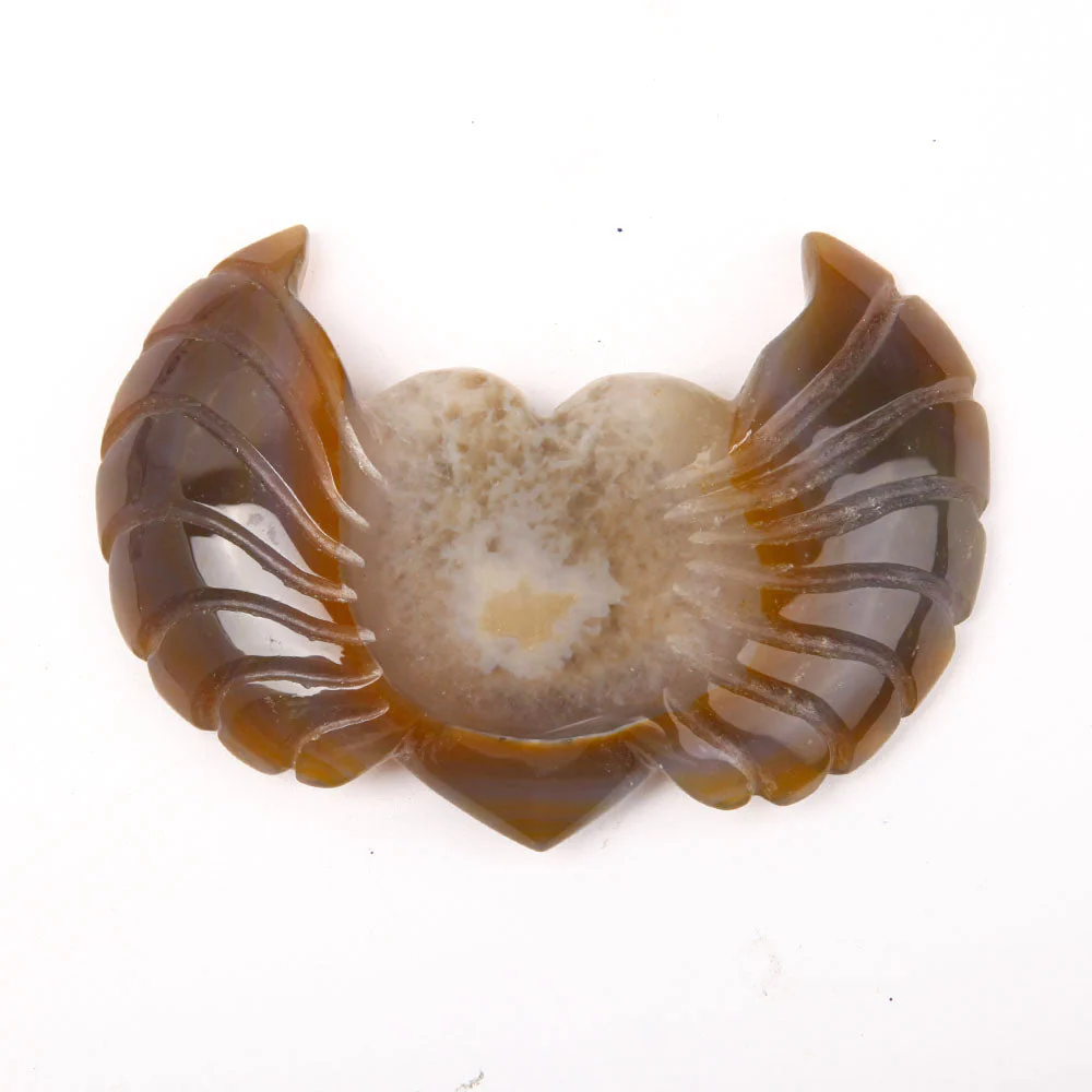Hand Carved Druzy Agate Heart with Wings Crystal Figurine 4.2 Inch - Image 2