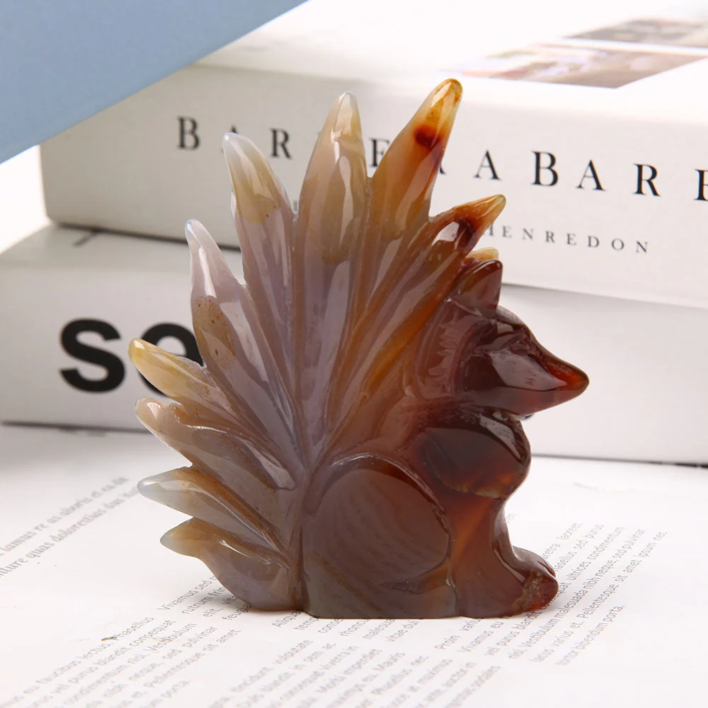 Druzy Agate Nine Tail Fox Crystal Carving 11-13cm - Image 4