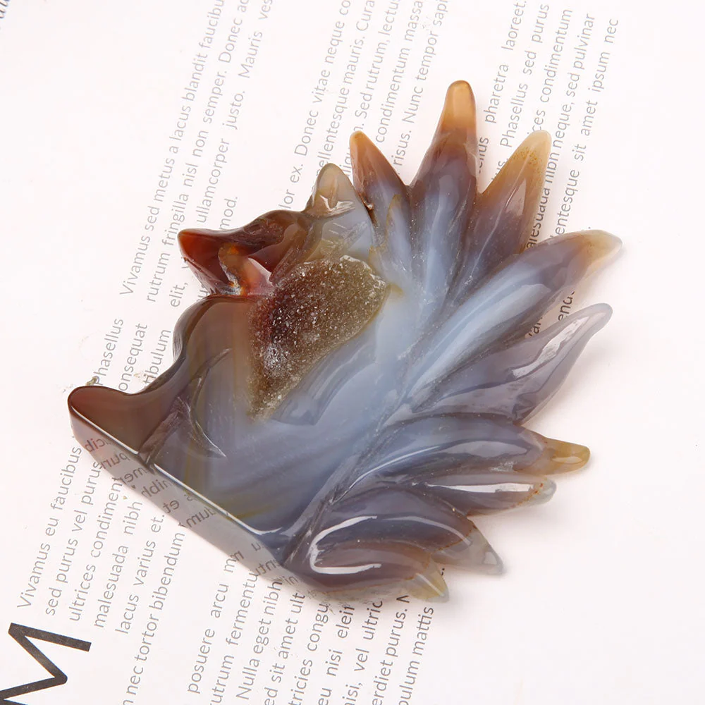 Druzy Agate Nine Tail Fox Crystal Carving 11-13cm - Image 5