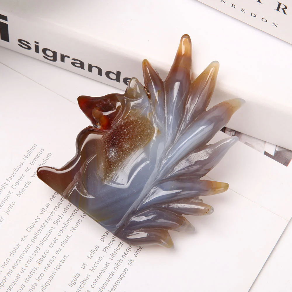 Druzy Agate Nine Tail Fox Crystal Carving 11-13cm - Image 6