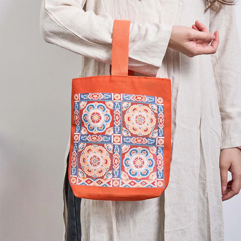 Dunhuang Canvas Handbag with Lotus 15cm - Image 11