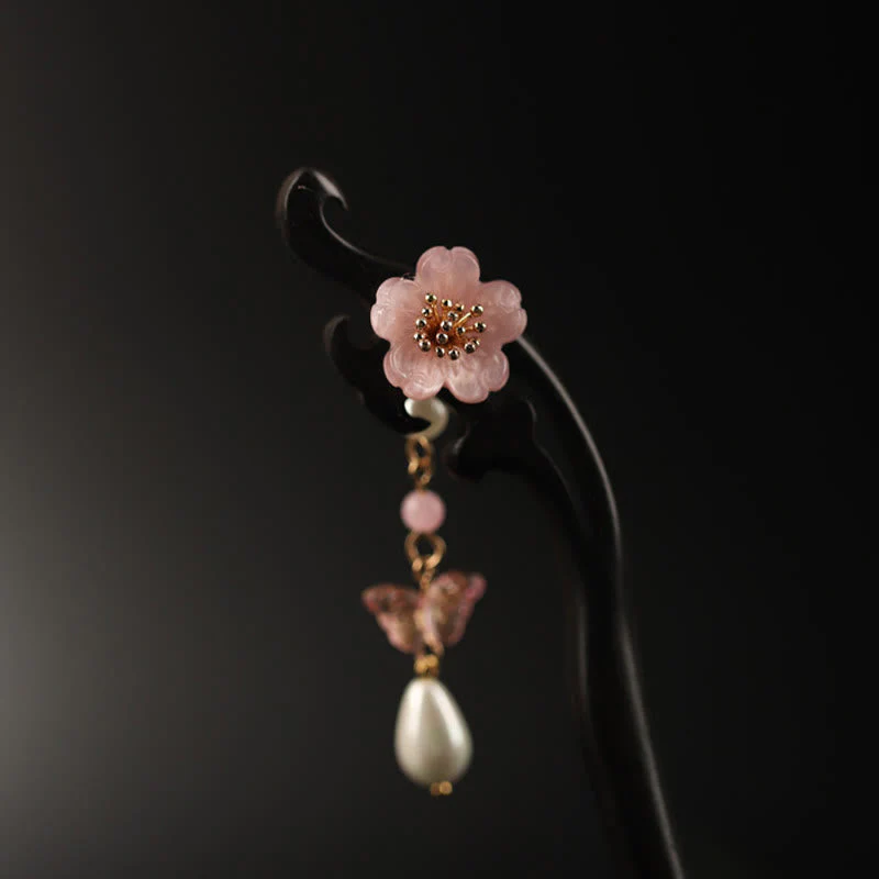 Ebony Flower Butterfly Blessing Hairpin | Chinese Hairpin - Image 2