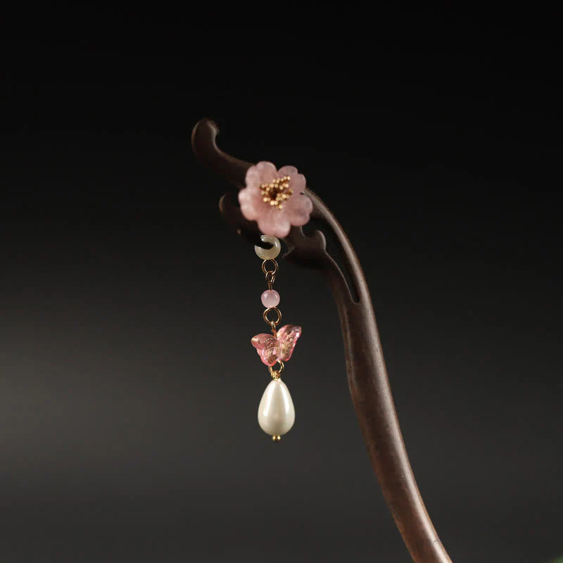 Ebony Flower Butterfly Blessing Hairpin | Chinese Hairpin - Image 4