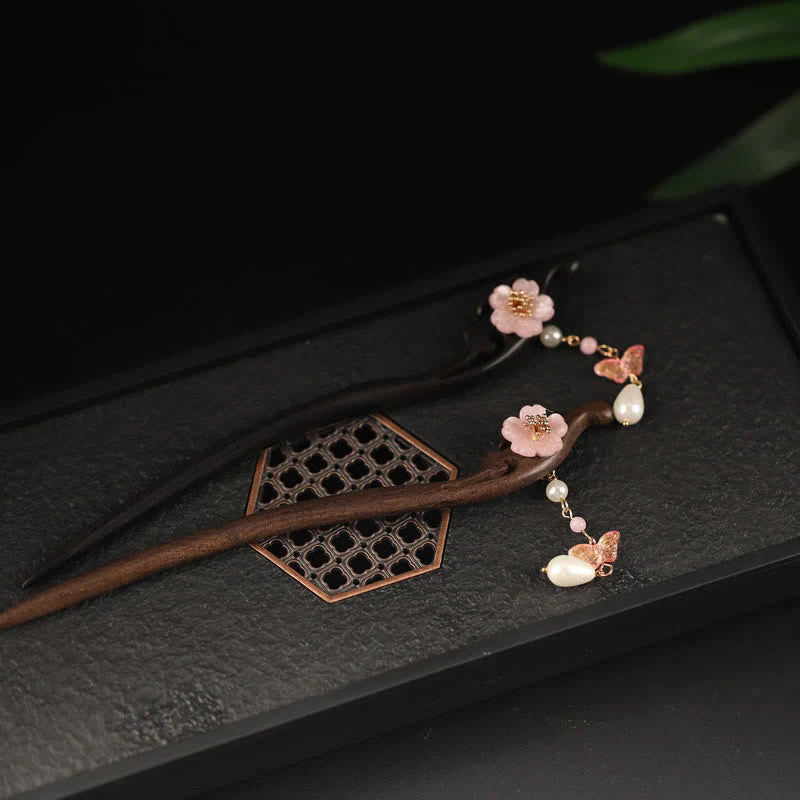 Ebony Flower Butterfly Blessing Hairpin | Chinese Hairpin - Image 5