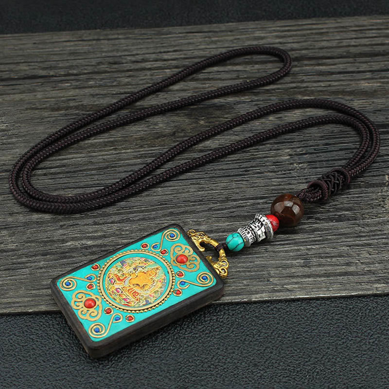 Ebony Spiritual Necklace with Wealth Gods & Golden Phoenix - Image 4
