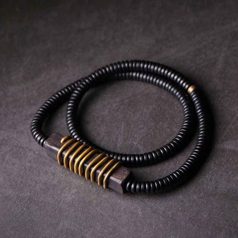18mm Ebony Wood Brass Ball Bracelet for Balance and Calm - Image 11