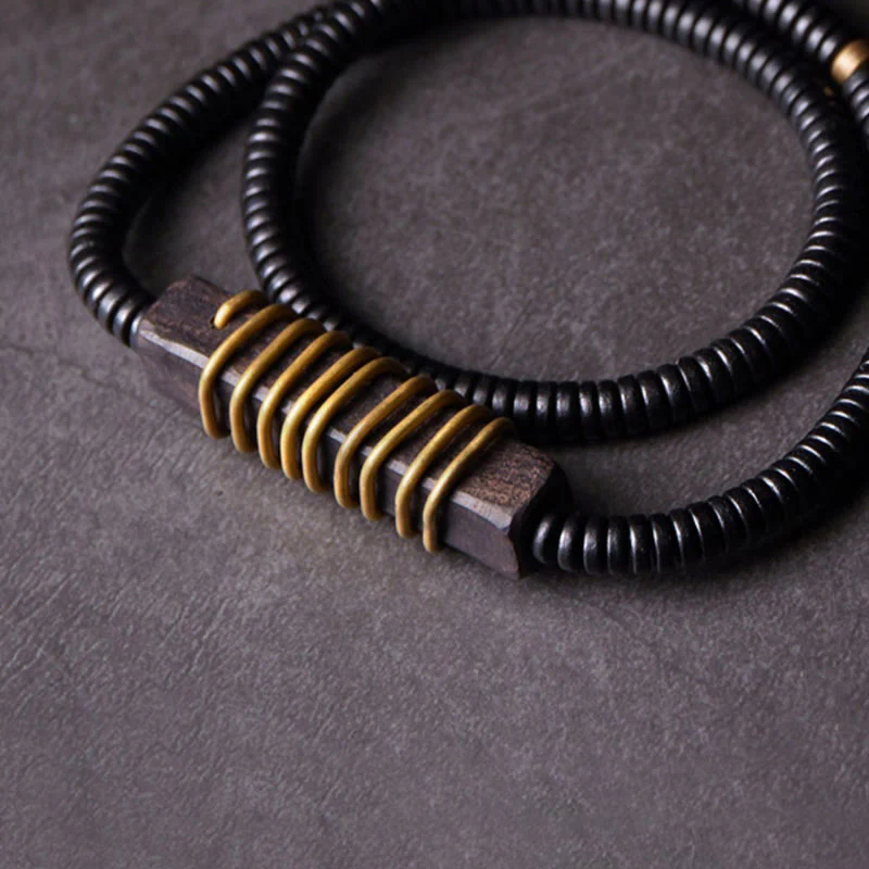 18mm Ebony Wood Brass Ball Bracelet for Balance and Calm - Image 12