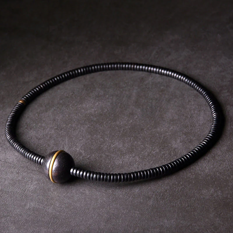 18mm Ebony Wood Brass Ball Bracelet for Balance and Calm - Image 4
