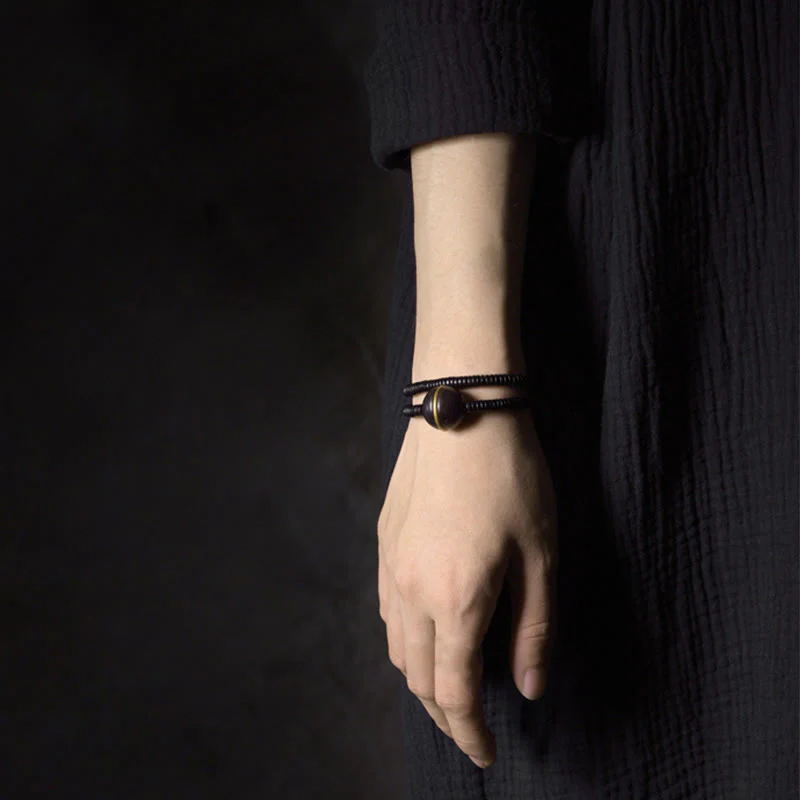 18mm Ebony Wood Brass Ball Bracelet for Balance and Calm - Image 5