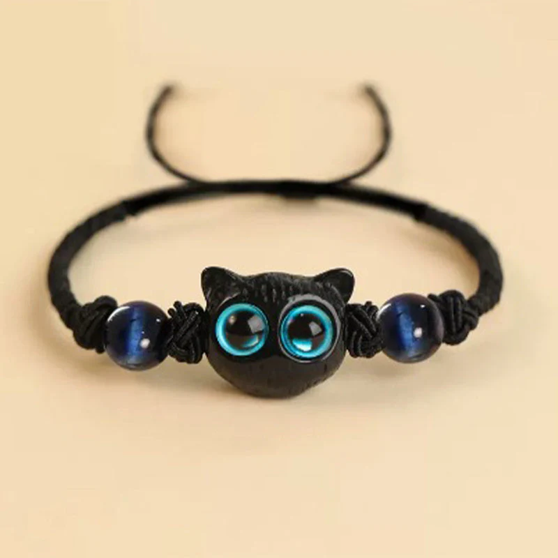 Ebony Wood Cat Head 8mm Bracelet for Peace & Balance - Image 12