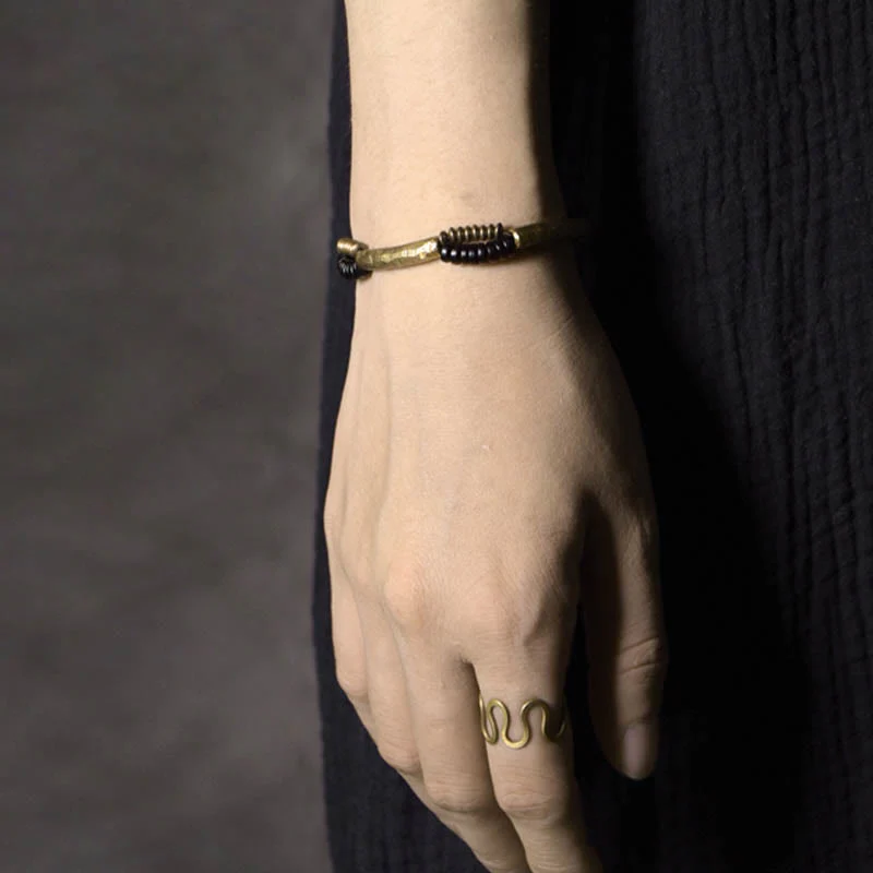 Ebony Wood Copper Luck Bracelet for Abundance - Handmade - Image 8