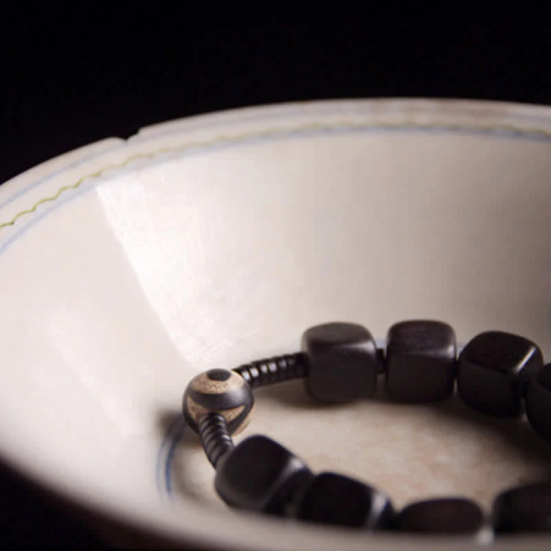 Unisex Ebony Wood Dzi Bead Spiritual Bracelet for Strength - Image 9