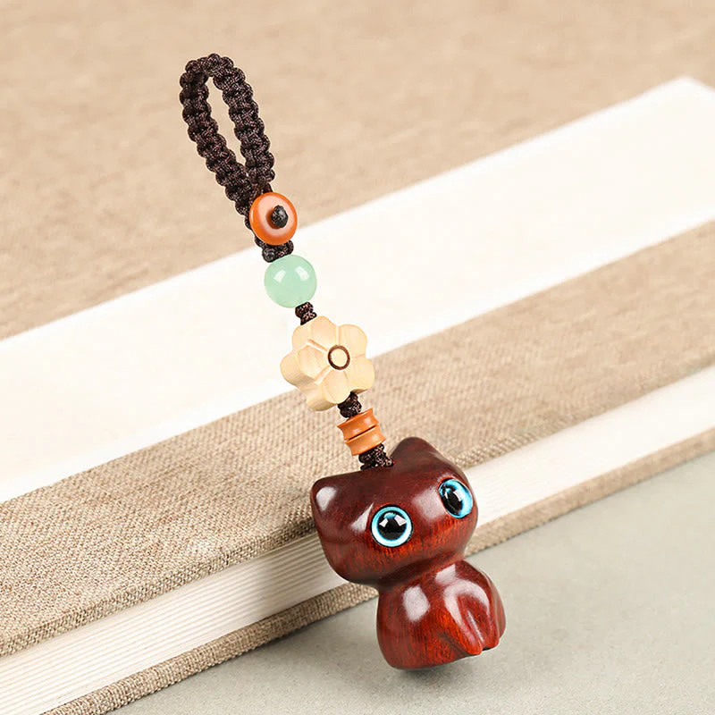 Ebony Wood Lucky Cat Key Chain for Spiritual Peace & Balance - Image 10