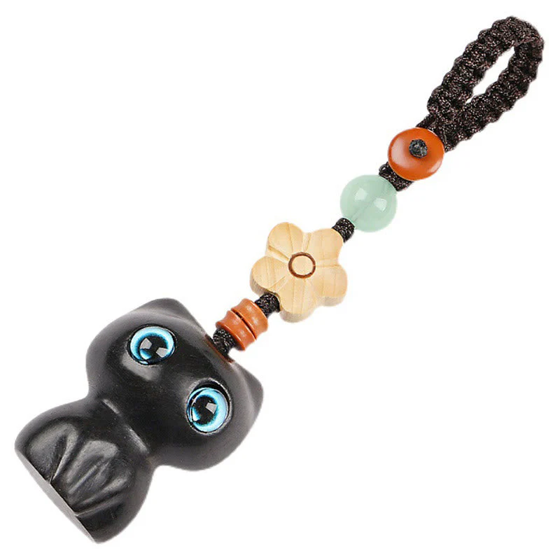 Ebony Wood Lucky Cat Key Chain for Spiritual Peace & Balance - Image 9