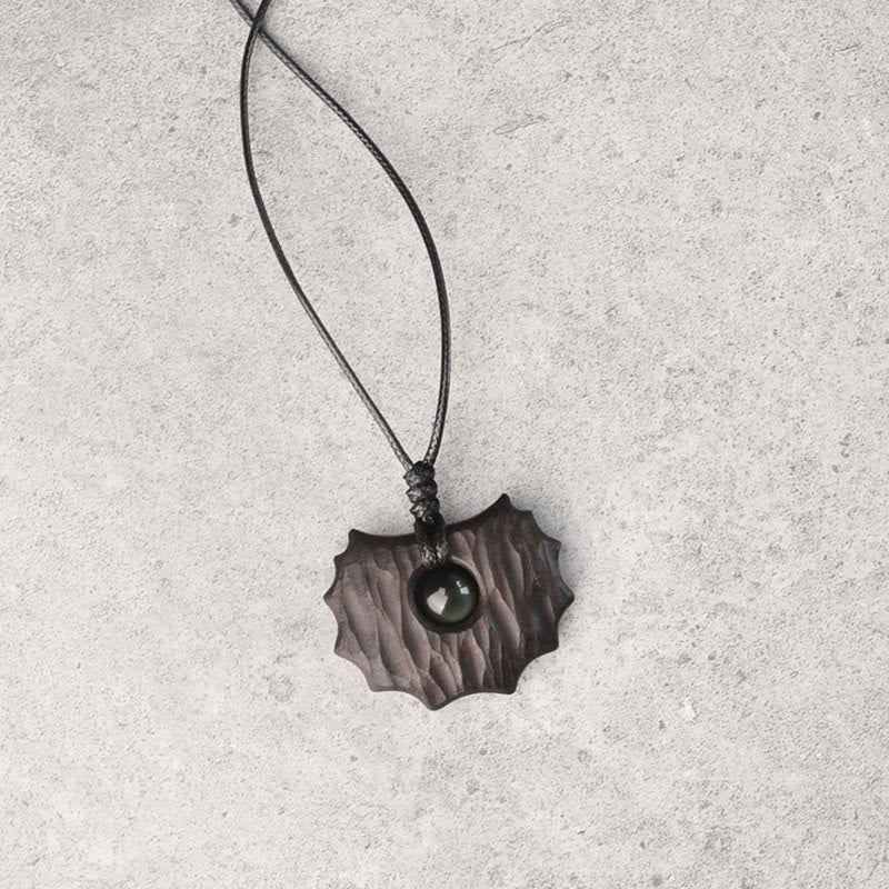 Ebony Wood Obsidian Irregular Shape Peace Calm Necklace - Image 2