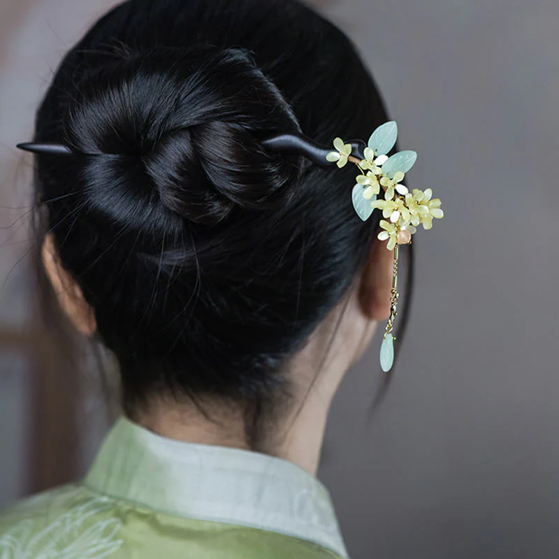Ebony Wood Osmanthus Tassel Hairpin | Balance & Calm - Image 5