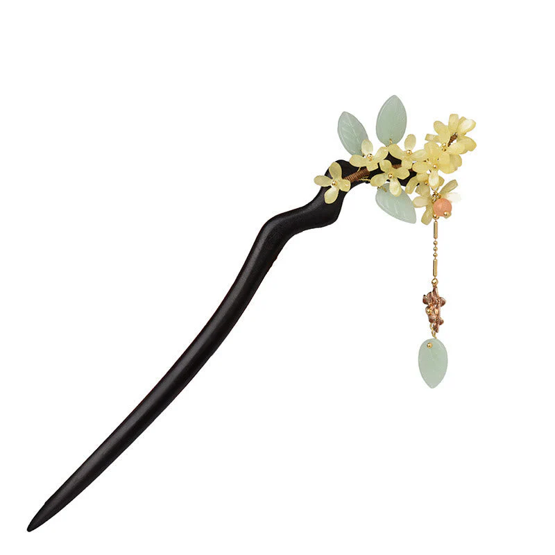 Ebony Wood Osmanthus Tassel Hairpin | Balance & Calm - Image 6