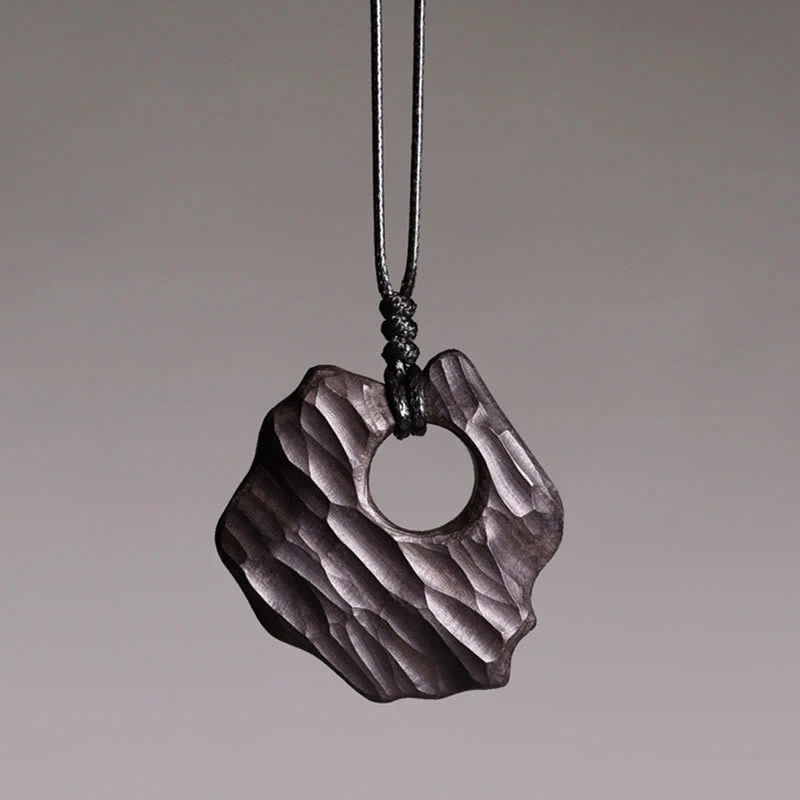 Ebony Wood Spiritual Necklace with Hollow Balance Pendant