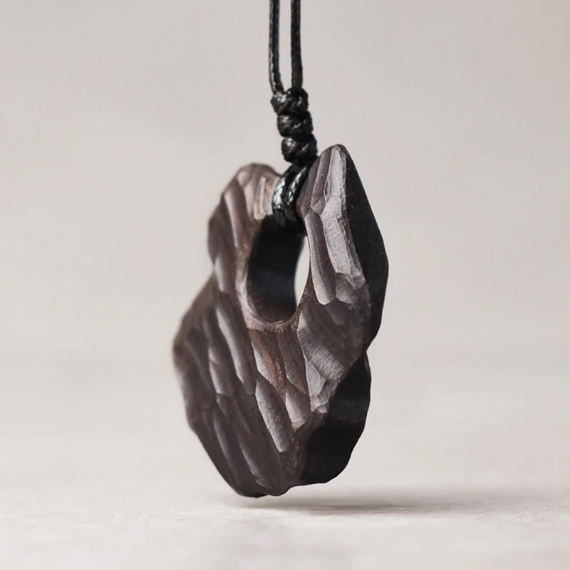Ebony Wood Spiritual Necklace with Hollow Balance Pendant - Image 3