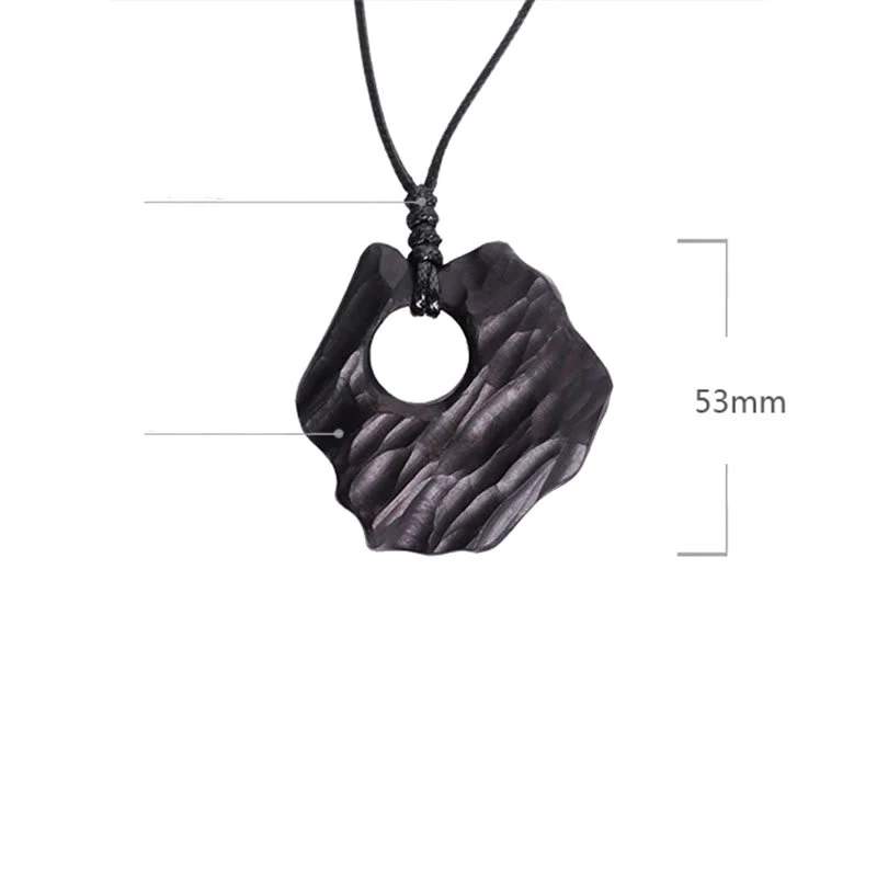 Ebony Wood Spiritual Necklace with Hollow Balance Pendant - Image 4