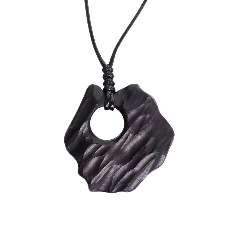 Ebony Wood Spiritual Necklace with Hollow Balance Pendant - Image 5