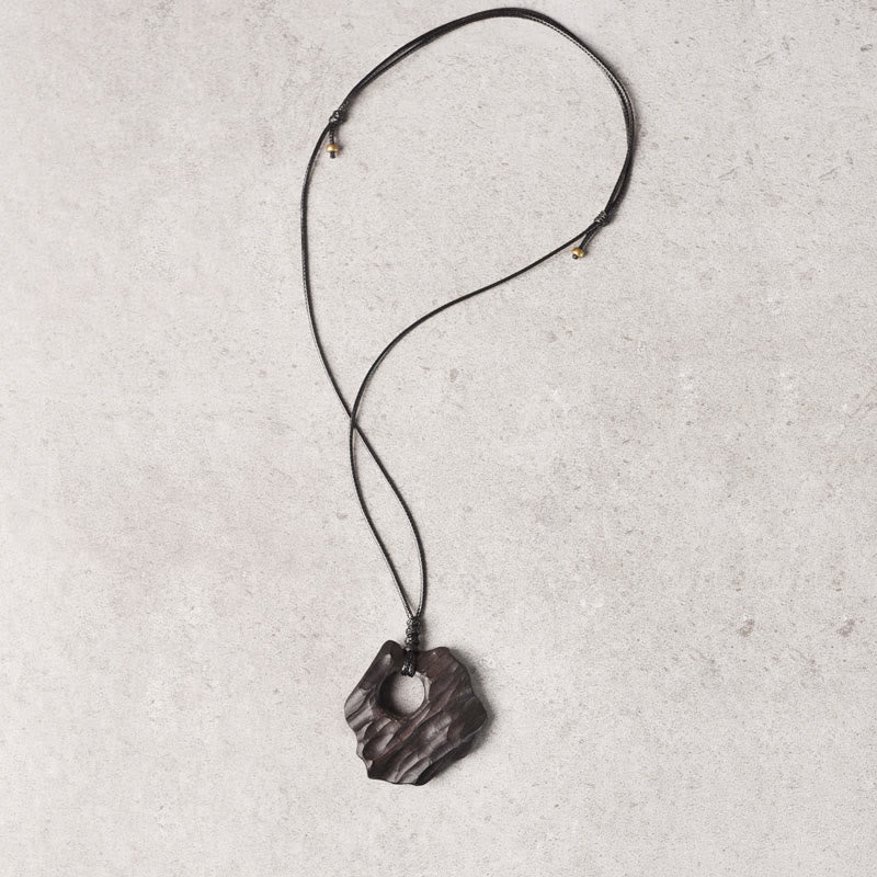 Ebony Wood Spiritual Necklace with Hollow Balance Pendant - Image 6