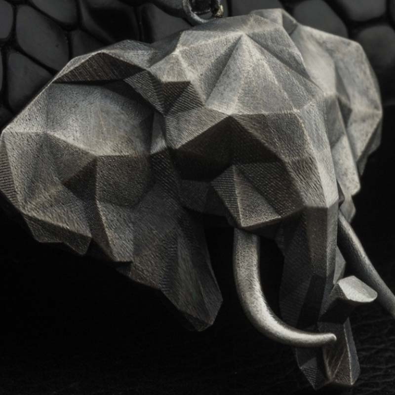 Elephant Strength Necklace in Pewter & Titanium Steel - Image 5