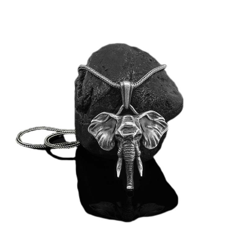 Elephant Strength Necklace in Pewter & Titanium Steel - Image 6