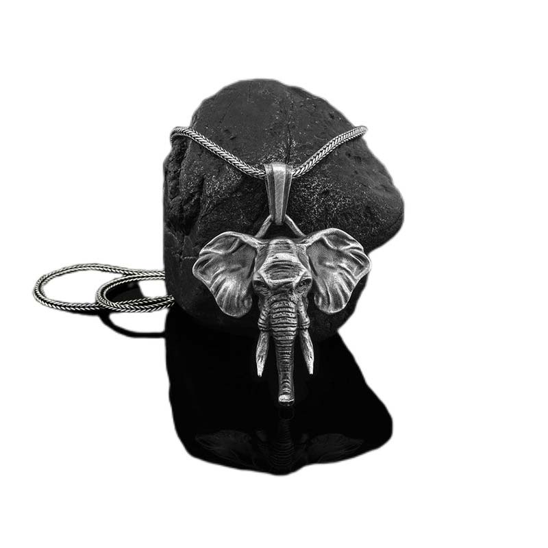 Elephant Strength Necklace in Pewter & Titanium Steel - Image 8