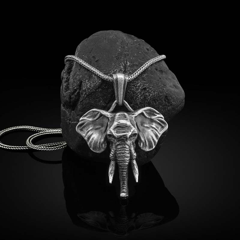Elephant Strength Necklace in Pewter & Titanium Steel - Image 9