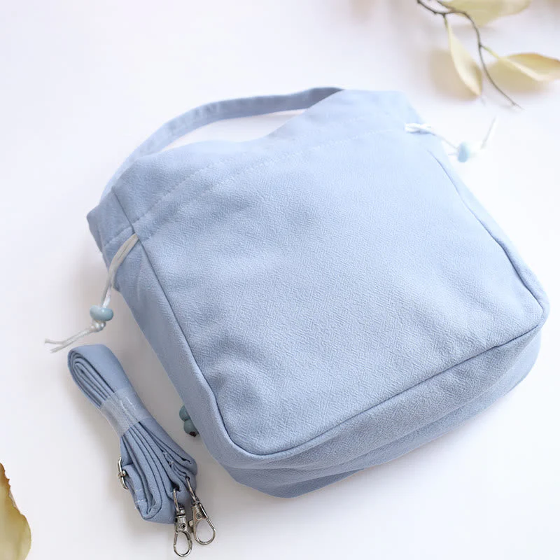 Embroidered Butterfly Lotus Cotton Linen Tote Bag 20cm - Image 10