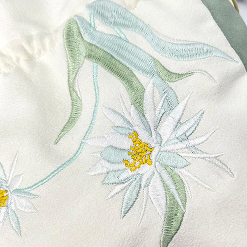 Embroidered Butterfly Lotus Cotton Linen Tote Bag 20cm - Image 16