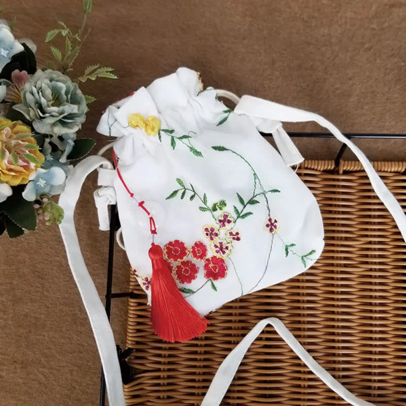 Embroidered Cherry Blossoms Vine Canvas Crossbody Bag 15x22cm - Image 19
