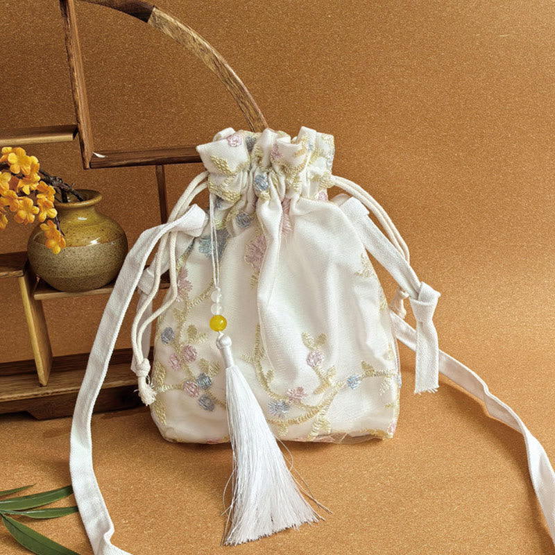 Embroidered Cherry Blossoms Vine Canvas Crossbody Bag 15x22cm - Image 29