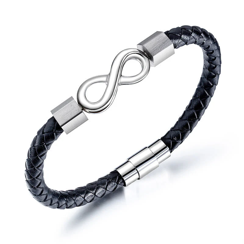 Endless Knot Titanium Steel Leather Spiritual Balance Bracelet - Image 10
