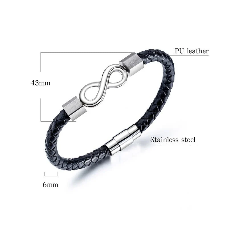 Endless Knot Titanium Steel Leather Spiritual Balance Bracelet - Image 14