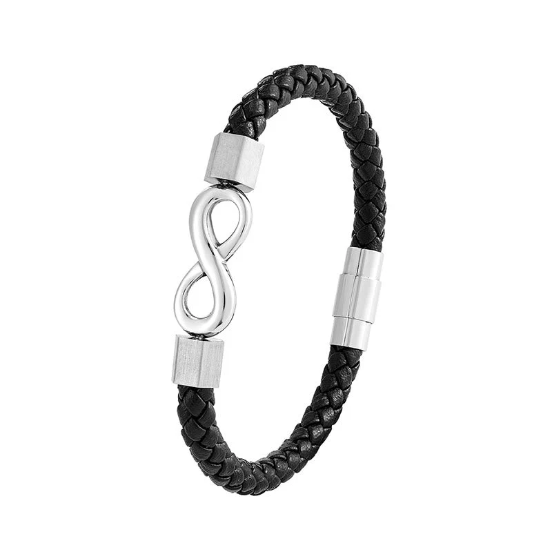 Endless Knot Titanium Steel Leather Spiritual Balance Bracelet - Image 15