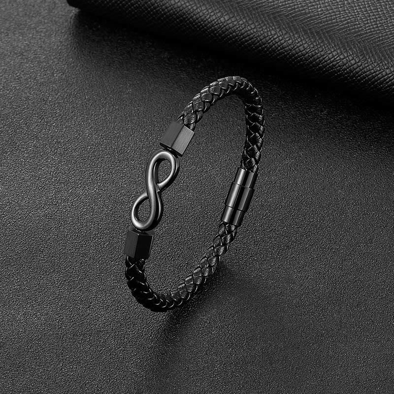 Endless Knot Titanium Steel Leather Spiritual Balance Bracelet - Image 5